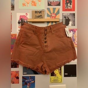 Tillys rust colored jean shorts, size 11, brand new with tags